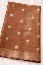 Brown Tissue Silk Saree with Silver Zari Work - Saree