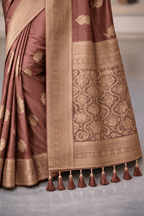 Classy Mauve Banarasi Silk Saree with Blouse Piece - Kanyaraa