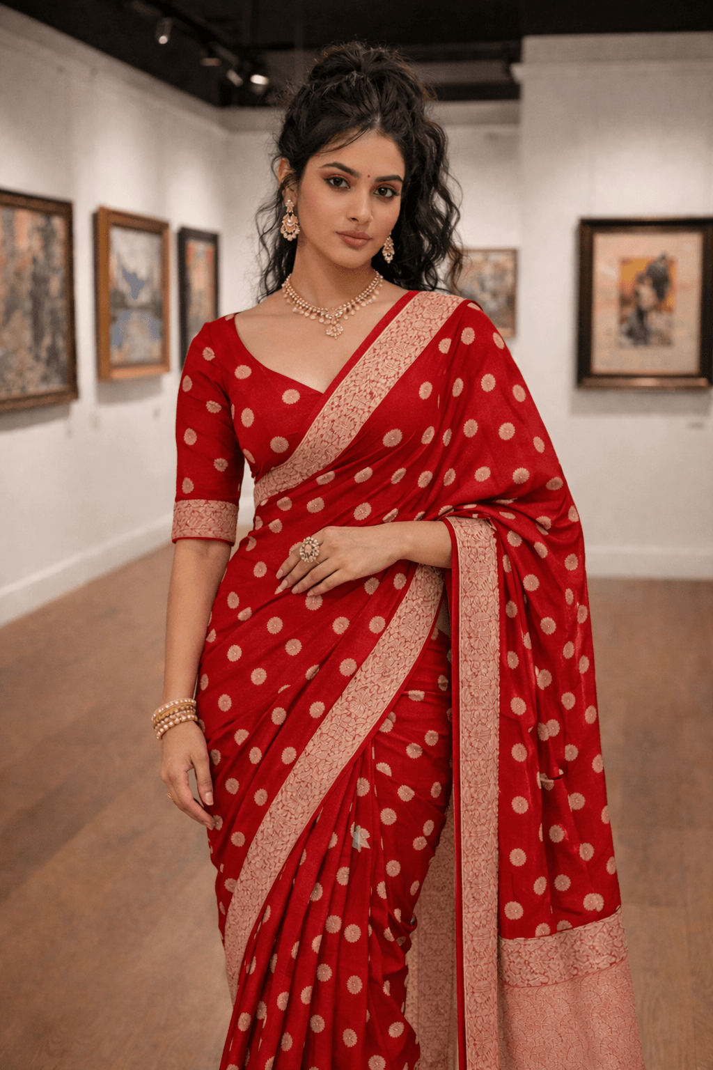 Designer Banarasi Red Zari Saree - Kanyaraa
