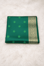 Emerald Green Banarasi Silk Saree with Golden Border and Blouse Piece - Kanyaraa