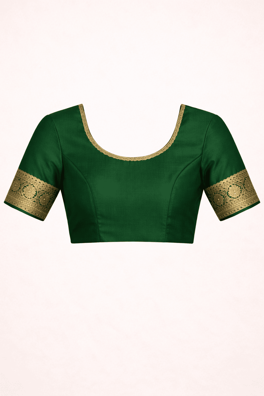 Green Banarasi Silk Saree with Golden Zari Work and Blouse Piece - Kanyaraa