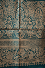 Green Jaal Banarasi Silk Saree with Golden Zari Work and Blouse Piece - Kanyaraa