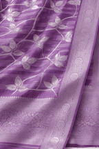 Lavender Kora Silk Saree with Silver Zari Work - Kanyaraa