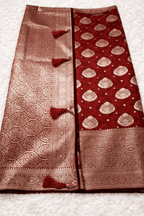 Maroon Wedding Banarasi Silk Saree with Blouse Piece - Saree