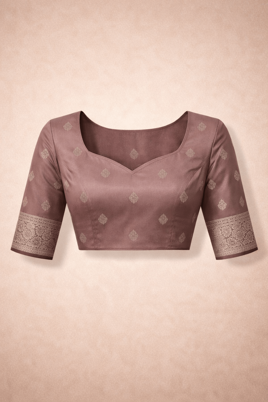 Pastel Brown Banarasi Silk Saree with Gold Border and Blouse Piece - Saree