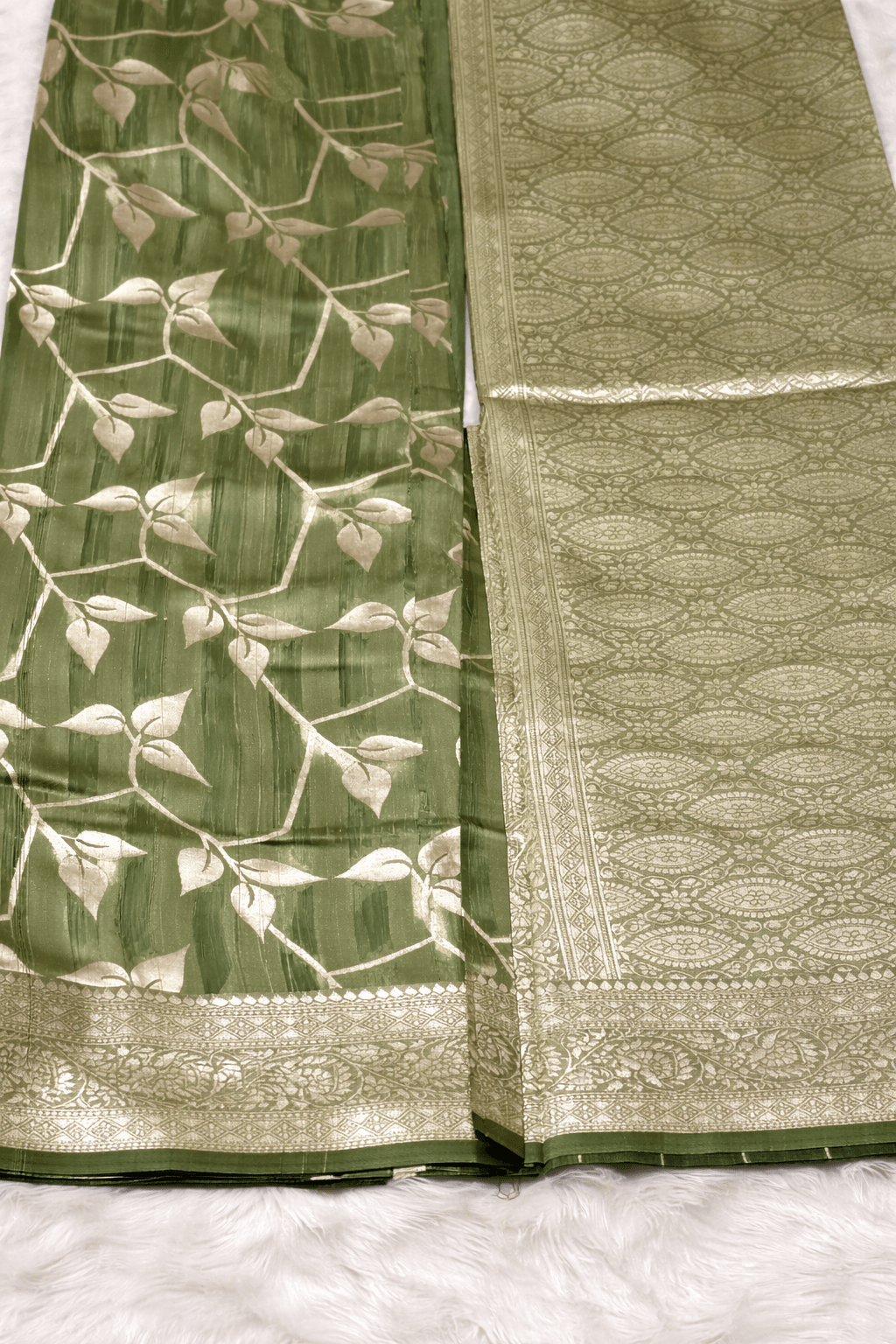 Pista Green Tissue Silk Saree with Silver Zari Work - Saree