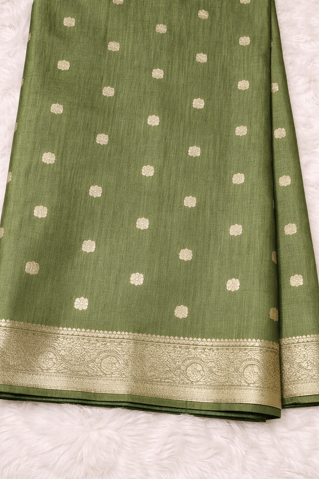 Pista Green Tissue Silk Saree with Silver Zari Work - Saree