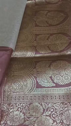 Mauve Pink Authentic Varanasi Banarasi Silk Saree in Traditional Gold Zari