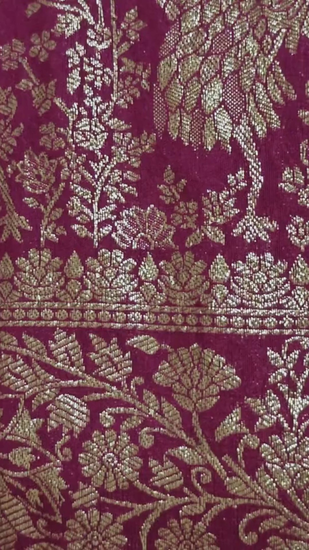 Magenta Meenakari  Mashru Silk Saree with Brown Blouse Piece