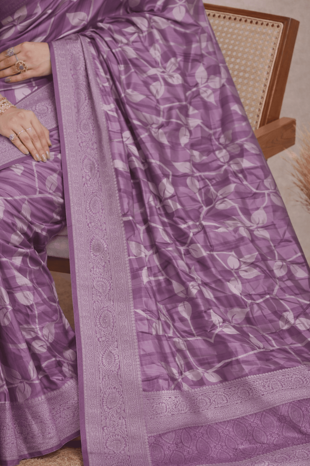 Purple Tissue Silk Saree with Silver Zari Work - Kanyaraa
