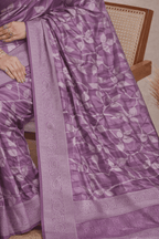 Purple Tissue Silk Saree with Silver Zari Work - Kanyaraa