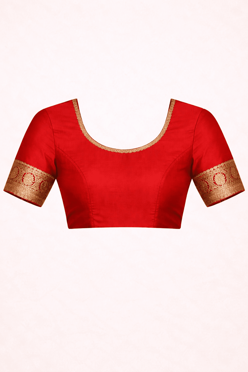 Red Banarasi Silk Saree with Golden Zari Weaving and Blouse Piece - Kanyaraa