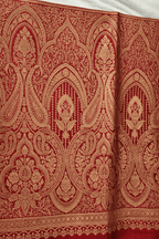 Red Jaal Banarasi Silk Saree with Golden Zari Weaving and Blouse Piece - Kanyaraa