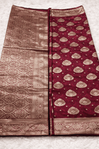 Rose Red Wedding Banarasi Silk Saree with Blouse Piece - Saree