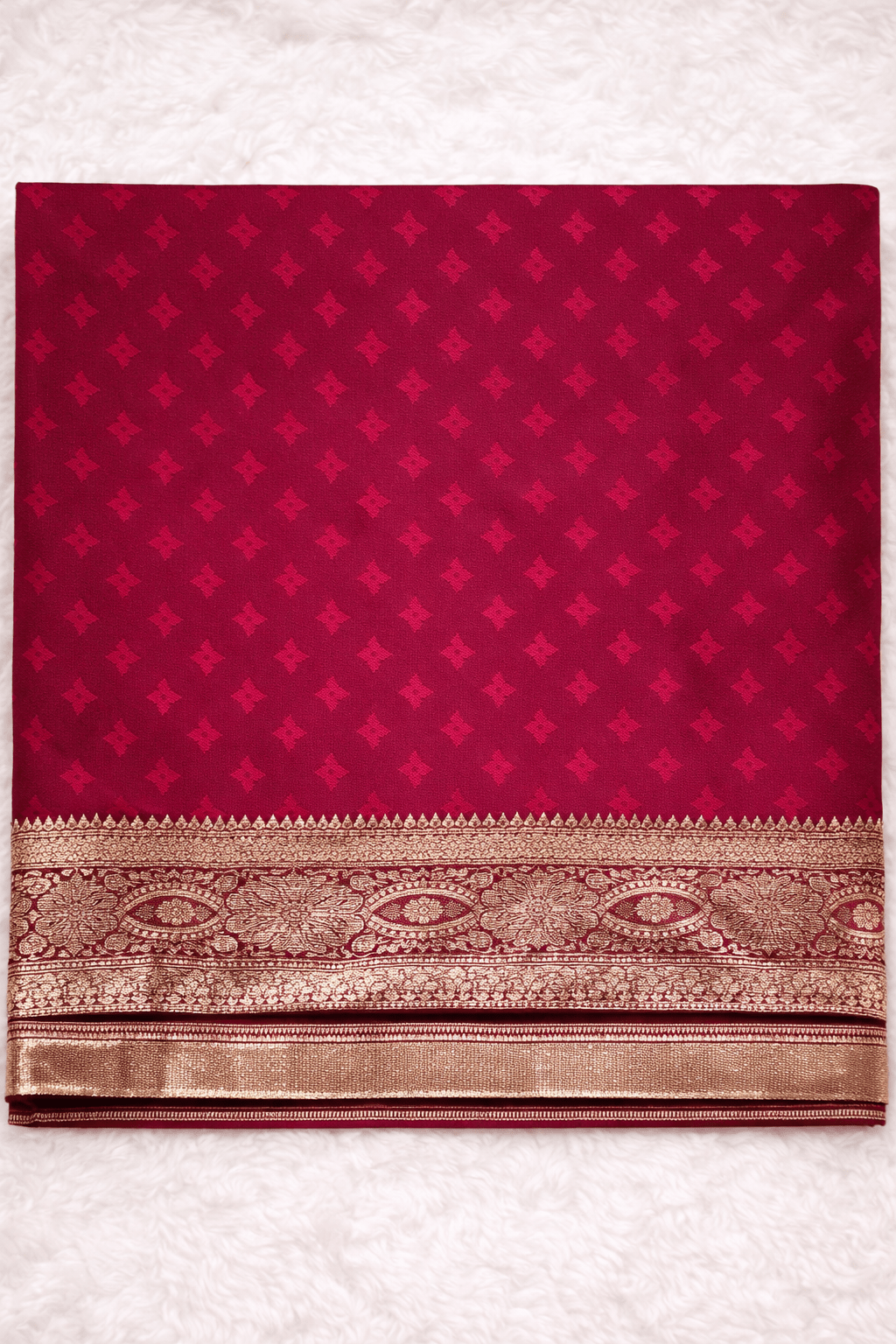 Rose Red Wedding Banarasi Silk Saree with Blouse Piece - Saree