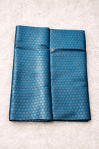 Teal Blue Kanjivaram Silk Saree with Gold Zari & Floral Brocade - Saree